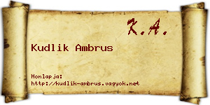 Kudlik Ambrus névjegykártya